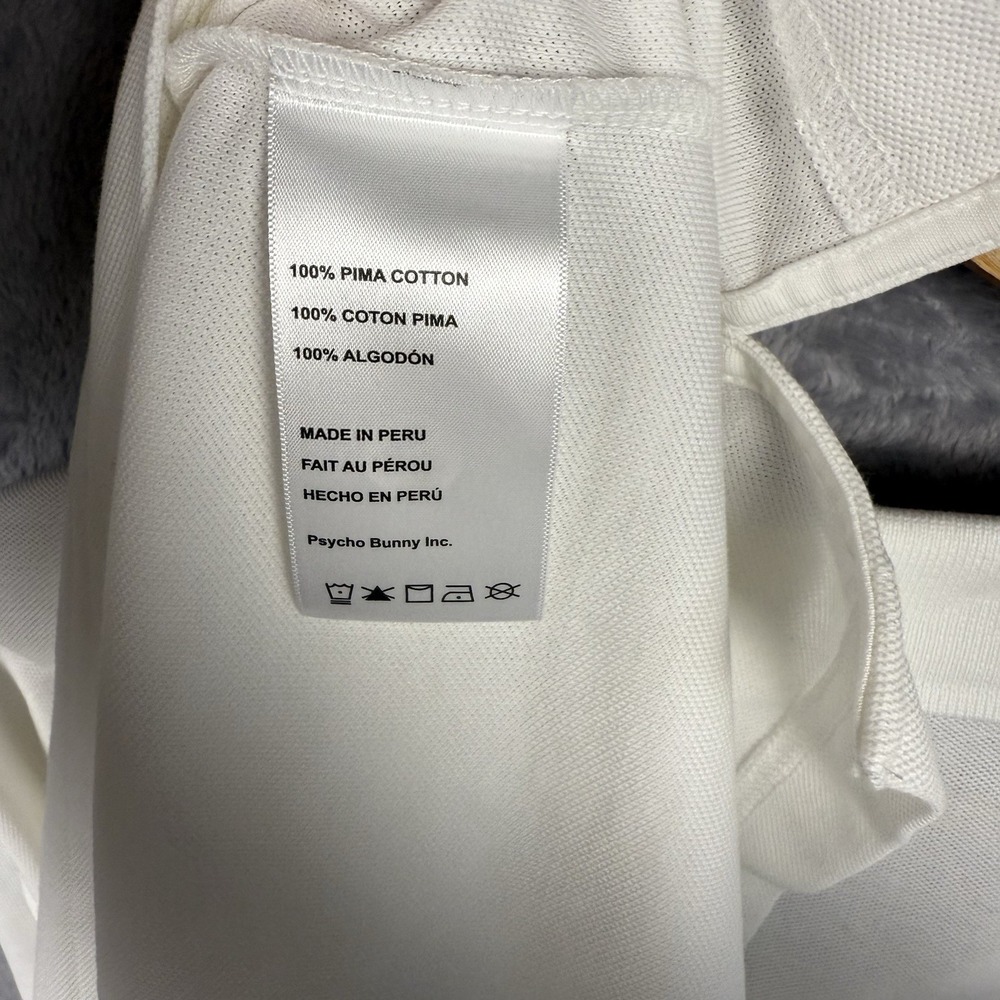 New NWT Mens Psycho Bunny White Short Sleeve Pique Classic Polo Shirt Size 2XLT - Picture 5 of 7